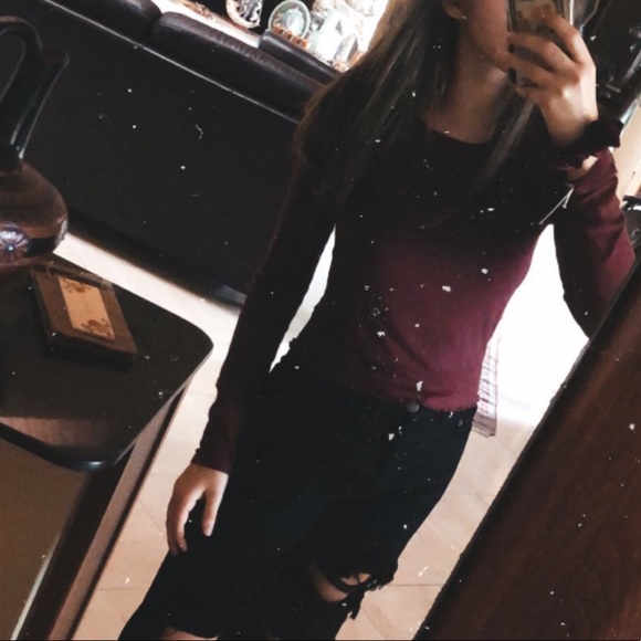 PacSun maroon longsleeve basic top - Picture 2 of 4